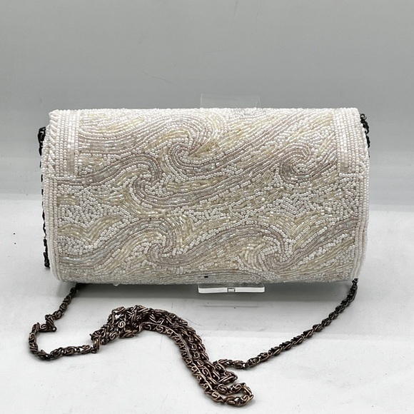 Vintage Delill Beaded Handbag Braided Chain Snap Close Evening Bag Prom Wedding - Picture 2 of 10